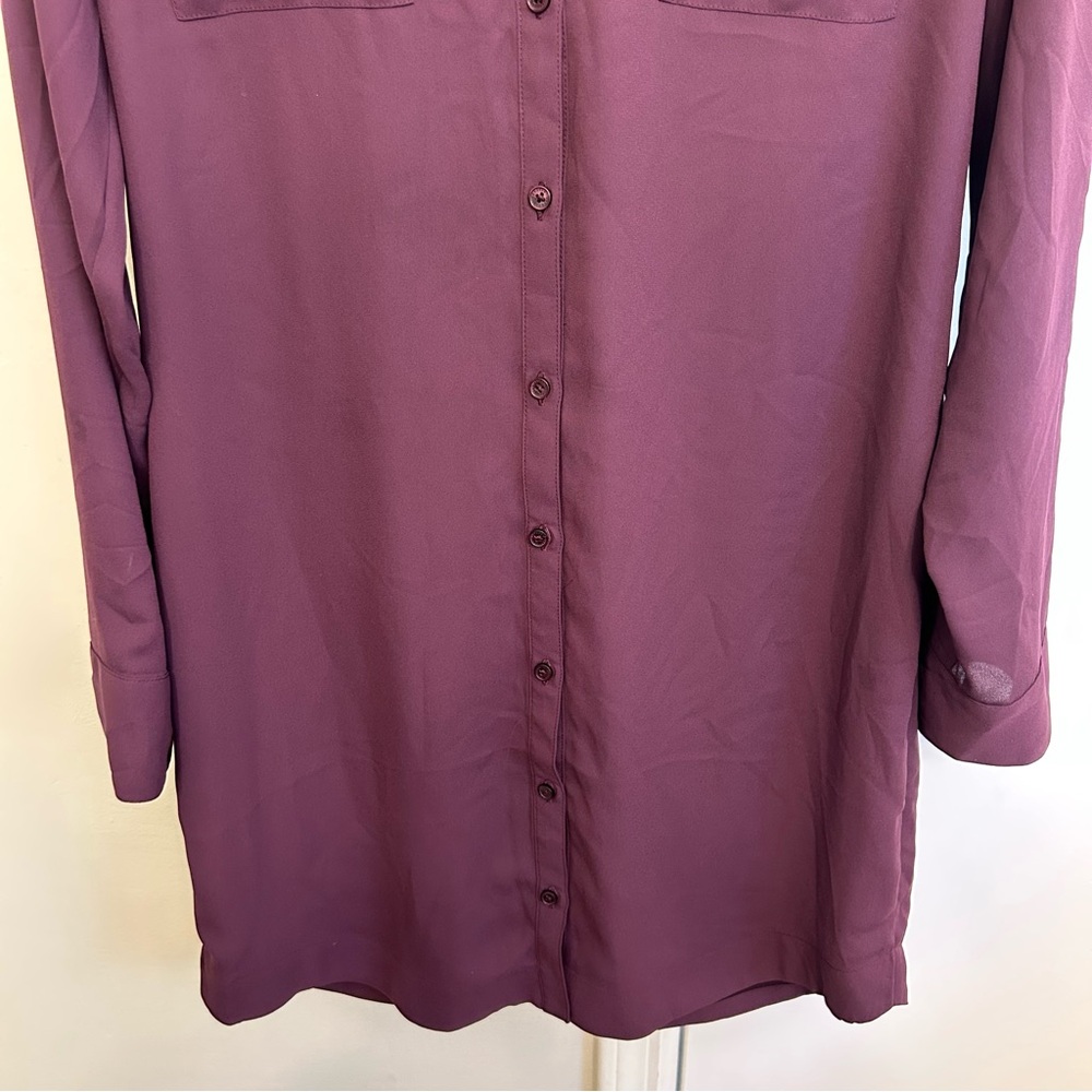 Express Burgundy The Portofino Shirt Dress Workwear Office Size Small Buttons - Picture 3 of 8